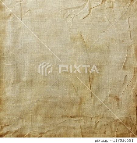 Wrinkled, Textured, and Aged Brown Fabric Background 117036581