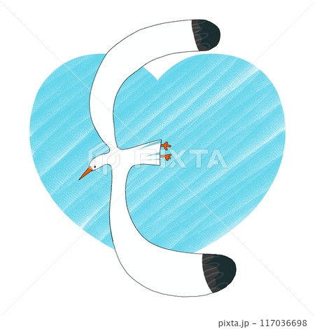 カモメ_ハートの空 117036698