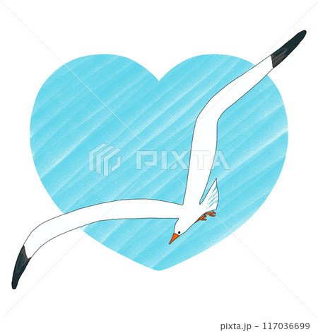 カモメ_ハートの空 117036699