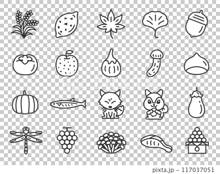 Autumn icon (line drawing) illustration set 117037051