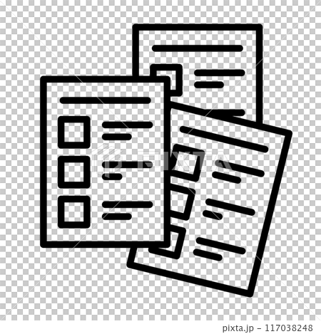 複数のアンケート用紙のアイコン。 複数のアンケート用紙のアイコン。 117038248