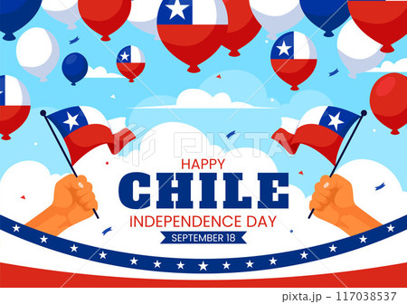 Happy Chile Independence Day Vector Illustration with Waving Flag and Ribbon in National Holiday Flat Style Cartoon Background Happy Chile Independence Day Vector Illustration with Waving Flag and Ribbon in National Holiday Flat Style Cartoon Background 117038537