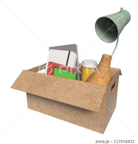 The equipment in paper Box for Layoff concept 3d rendering. The equipment in paper Box for Layoff concept 3d rendering. 117038832