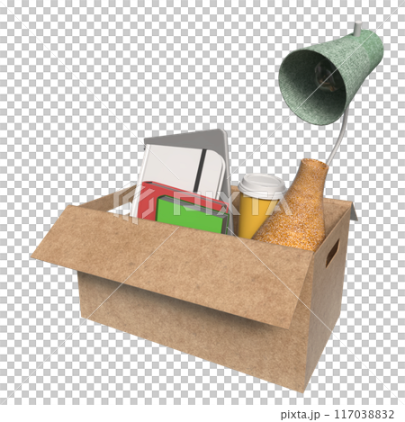 The equipment in paper Box for Layoff concept 3d rendering. 117038832