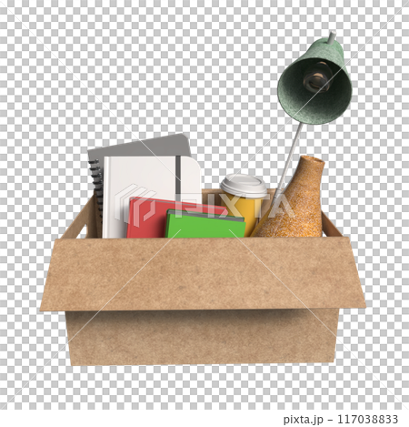 The equipment in paper Box for Layoff concept 3d rendering. 117038833