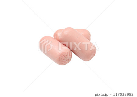 PNG,Small sausages, isolated on white background 117038982