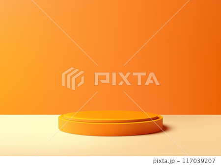 3D Minimalist Vibrant Orange Podium Against Bright Orange Wall, Modern Product Display Mockup for Showroom 3D Minimalist Vibrant Orange Podium Against Bright Orange Wall, Modern Product Display Mockup for Showroom 117039207