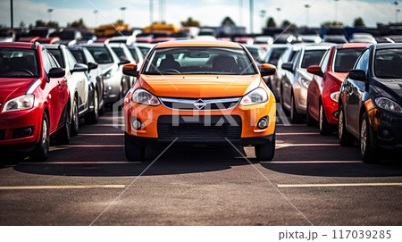 中古車販売店に並んだ車 中古車販売店に並んだ車 117039285