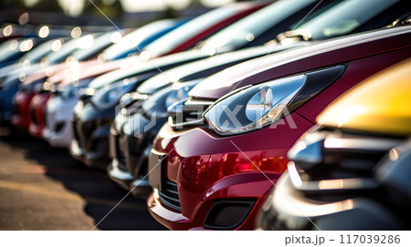中古車販売店に並んだ車 中古車販売店に並んだ車 117039286