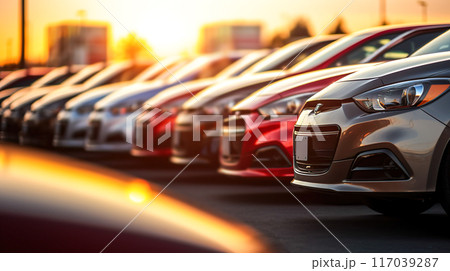 中古車販売店に並んだ車 中古車販売店に並んだ車 117039287