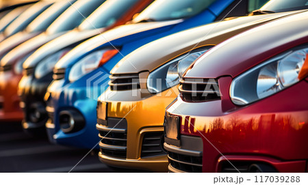 中古車販売店に並んだ車 中古車販売店に並んだ車 117039288