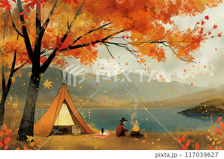 紅葉のキャンプイメージ 117039627