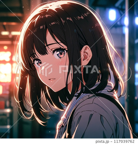 夜景を見つめる女性 117039762