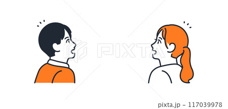 気付く若い夫婦のシンプルなベクターイラスト素材 117039978