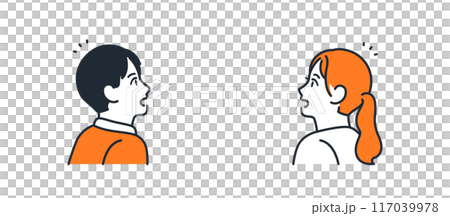 気付く若い夫婦のシンプルなベクターイラスト素材 117039978