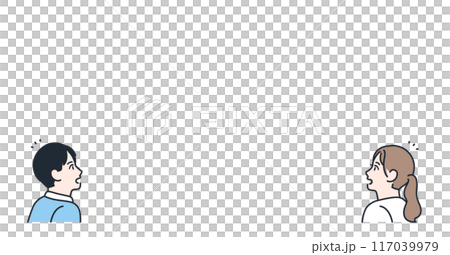 A young couple's profile color illustration 117039979