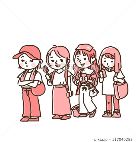 夏に行列に並ぶ女性達(シンプル) 夏に行列に並ぶ女性達(シンプル) 117040282