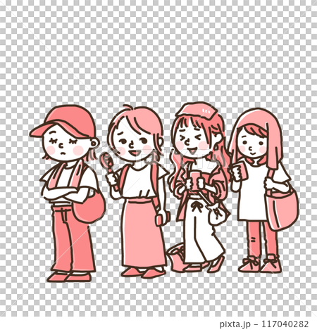 夏に行列に並ぶ女性達(シンプル) 夏に行列に並ぶ女性達(シンプル) 117040282