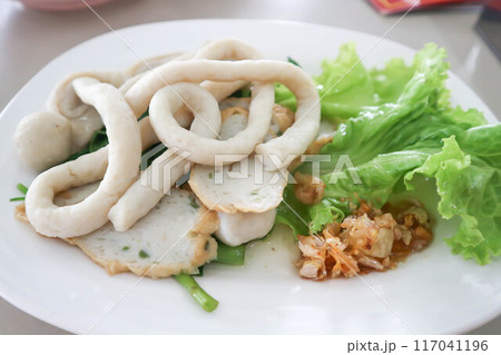 fish balls with fried garlic ,fishballs 117041196