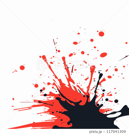 Abstract red black splatter paint white background. Bold vivid color explosion art modern design. Dynamic ink splash creative graphic fluid flow expression Abstract red black splatter paint white background. Bold vivid color explosion art modern design. Dynamic ink splash creative graphic fluid flow expression 117041309