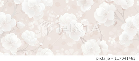 薄桃色の背景に白い花のパターン 117041463