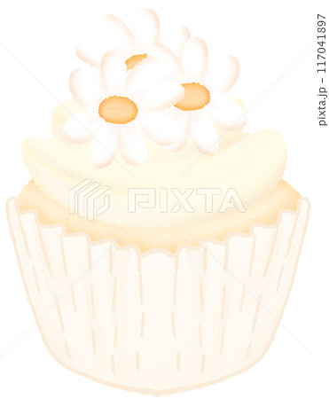 Cute cupcakes with cream, daisies and honey. 117041897