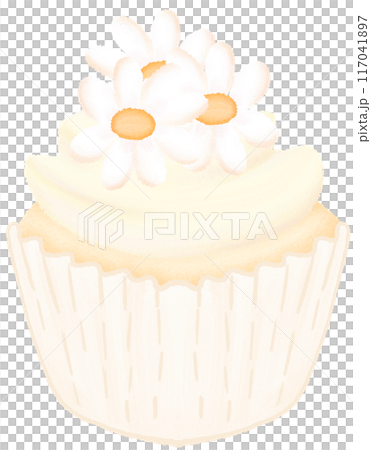Cute cupcakes with cream, daisies and honey. 117041897