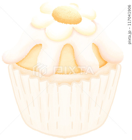 Cute cupcakes with cream, daisies and honey. 117041906