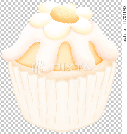 Cute cupcakes with cream, daisies and honey. 117041906