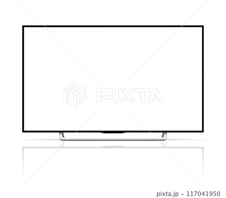 Realistic tv screen. Smart tv mockup. Blank television template. Vector illustration. 117041950