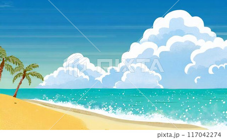 南国の美しいビーチと紺碧の空 117042274
