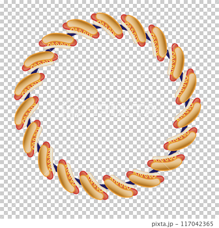 Hot dog circular decorative frame illustration Hot dog circular decorative frame illustration 117042365