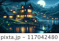 満月の夜　夜景 117042480