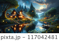 満月の夜　夜景 117042481