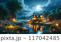 満月の夜　夜景 117042485
