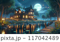 満月の夜　夜景 117042489