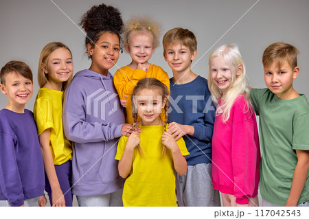 beautiful happy children look at camera 117042543