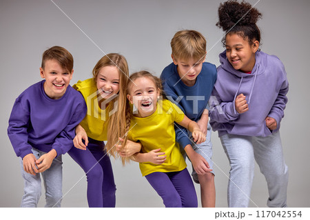 positive diverse children enjoys time together positive diverse children enjoys time together 117042554