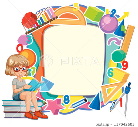 Educational Frame with Studious Girl Educational Frame with Studious Girl 117042603