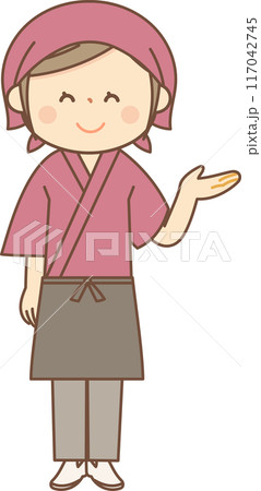 案内をする和食料理屋の女性全身 117042745