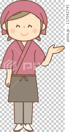 案内をする和食料理屋の女性全身 117042745
