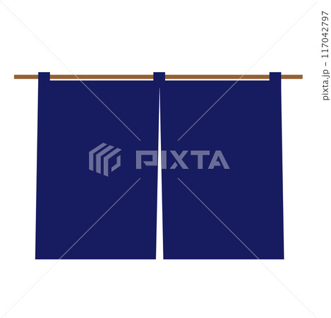 和風の藍色の暖簾イラスト 117042797