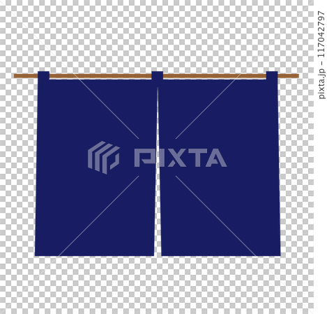 和風の藍色の暖簾イラスト 117042797