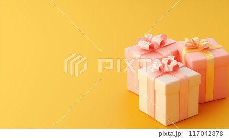 プレゼント、ギフト、ショッピングの3Dイラスト プレゼント、ギフト、ショッピングの3Dイラスト 117042878