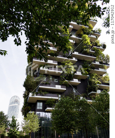 Bosco Verticale  with many trees Bosco Verticale  with many trees 117042912