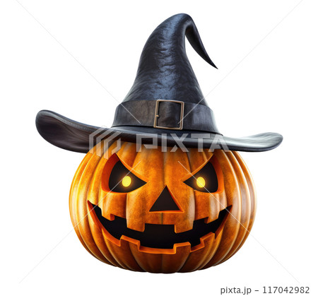 Halloween Pumpkin with Witch Hat 117042982