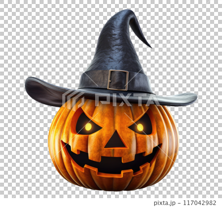 Halloween Pumpkin with Witch Hat 117042982