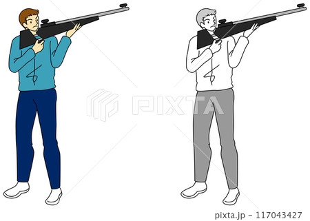 射撃競技をする選手のイラストセット 117043427