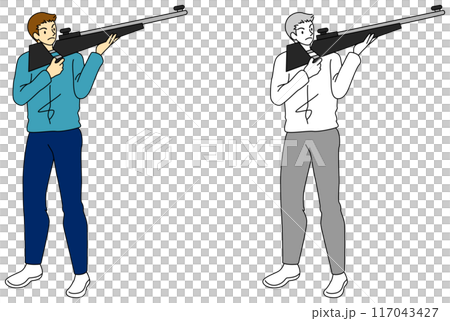 射撃競技をする選手のイラストセット 117043427