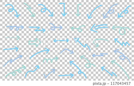 箭頭手寫設定淺藍色向量簡單 117043457